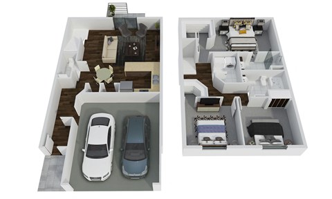 Floor plan for 3 beds, 2.5 baths, 1522 sqft